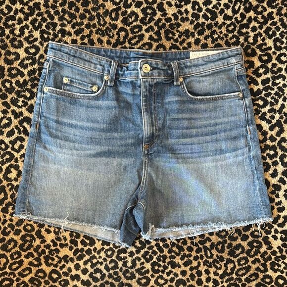 Rag & Bone Blue Jean Shorts with Cuffed Hem size 32 (10-12) - Picture 1 of 10